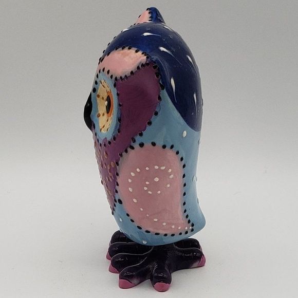 Green Earth Purple Blue Pink Owl Bobble Figurine - Picture 12 of 14